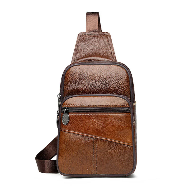 Men's Fashion Genuine Leather Small Chest Bag
