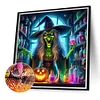 (40*40cm)Halloween Witch Pumpkin - Full Round Drill Diamond Painting