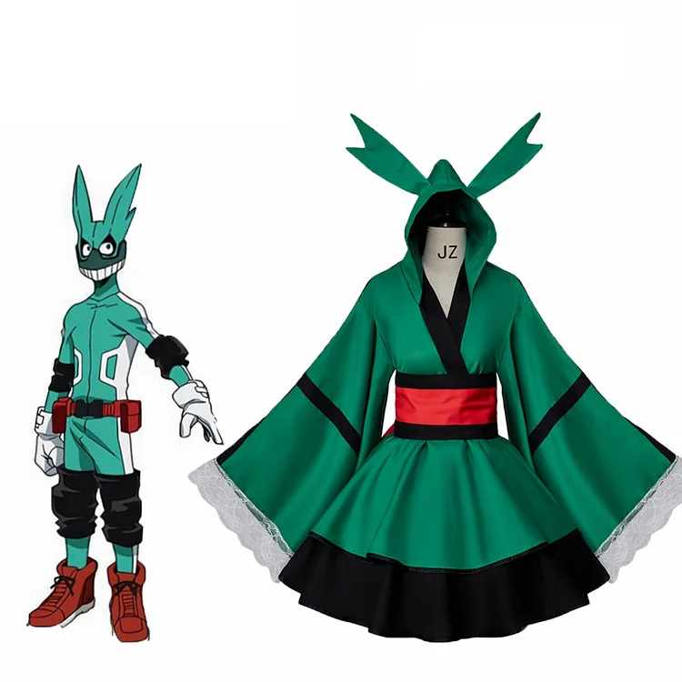 Anime My Hero Academia Midoriya Izuku Deku Cosplay Costume Kimono Dress