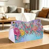 (24cm)Purple Rainbow Butterfly 24cm DIY Diamond Painting Rhinestones Decorative Tissue Box Reusable Crystal Mosaic PU Tissue Holder for Home Car Desk Decoration Craft