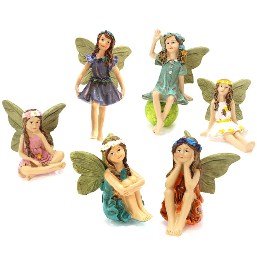 Mini Fairy Figurines Elf Set Resin Miniatures Garden Landscape Decoration