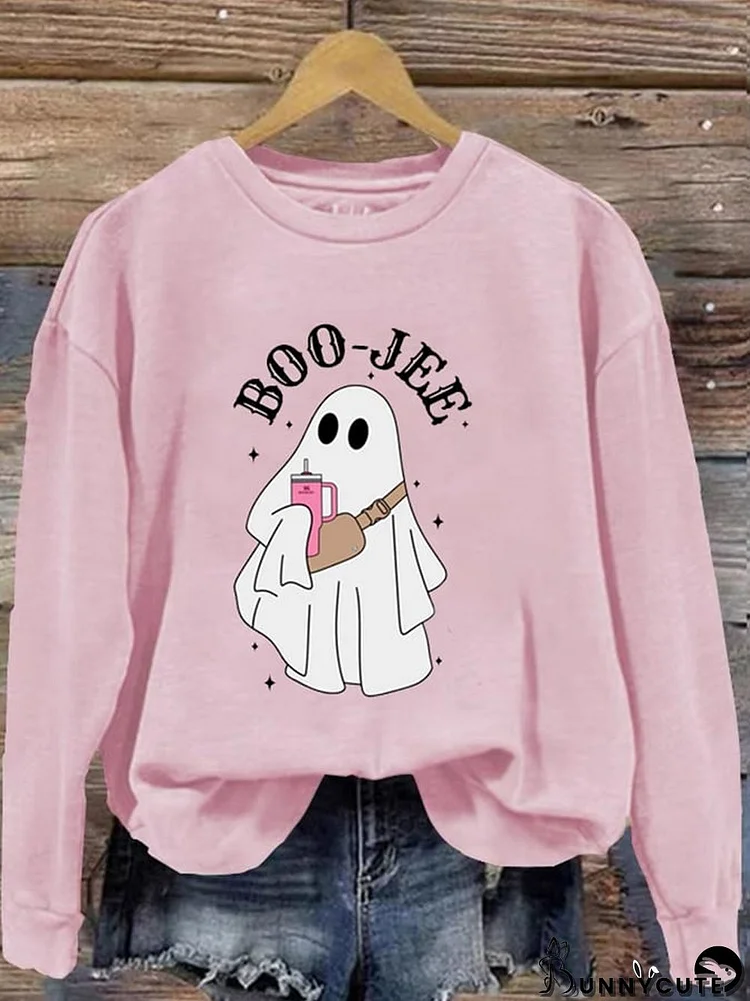 Women's Casual Boo Jee Print Long Sleeve Sweatshirt