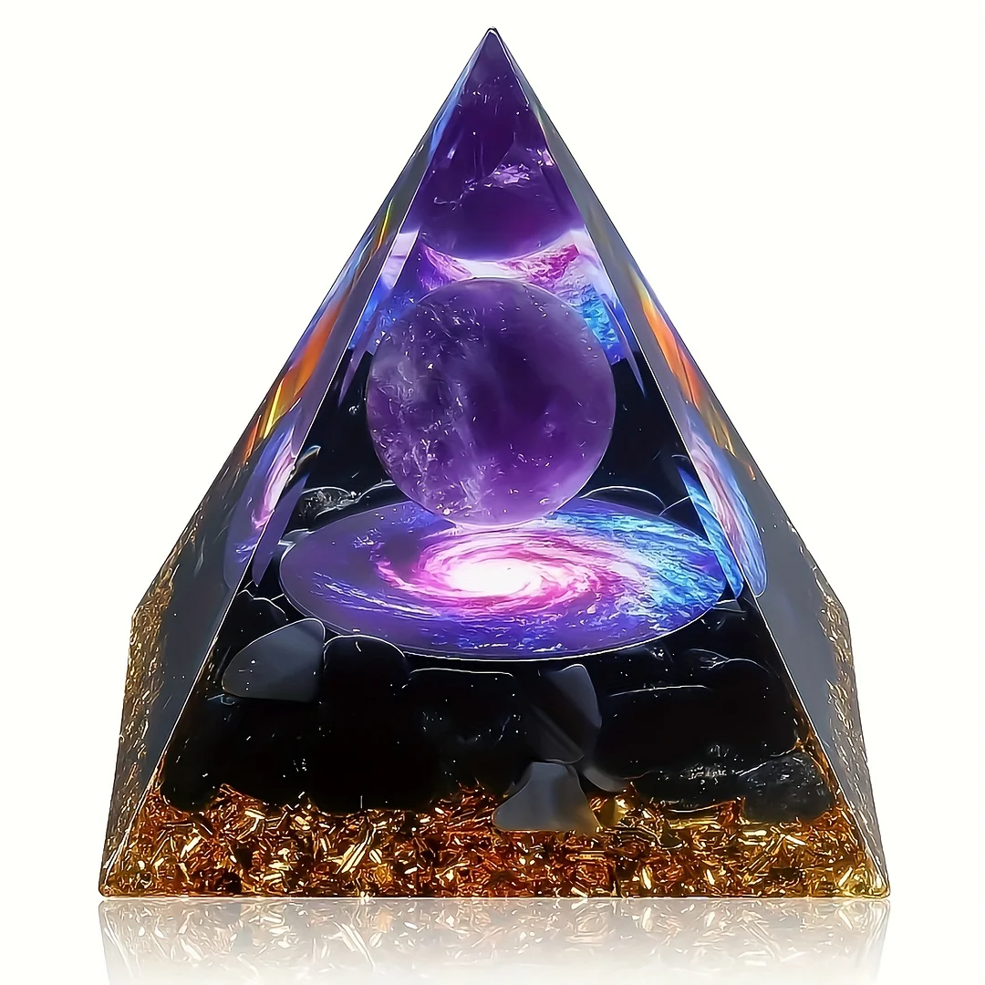 Amethyst Crystal Pyramid Generator for Serenity & Wealth - Perfect Homeopathic Gift and Decor