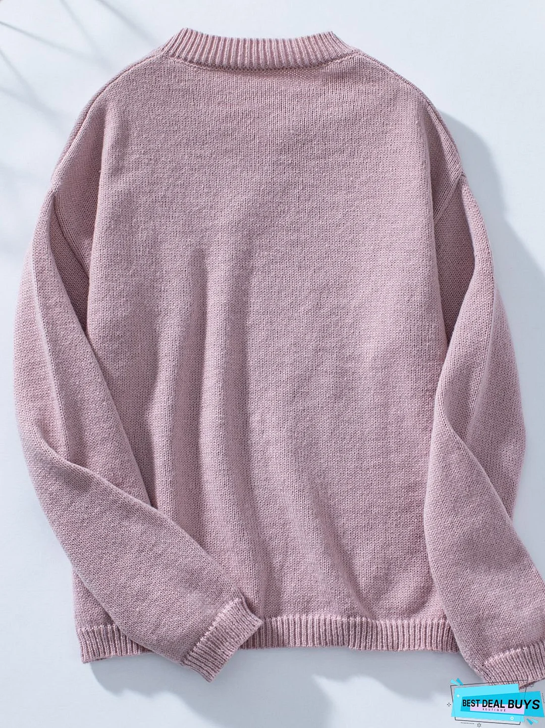 Pocketed Notched Long Sleeve Knit Top