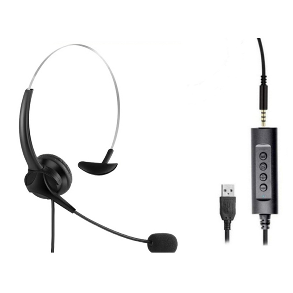 

102DU 3.5mm USB Wired Call Center Noise Cancelling PC Phone MIC Headphone, 501 Original