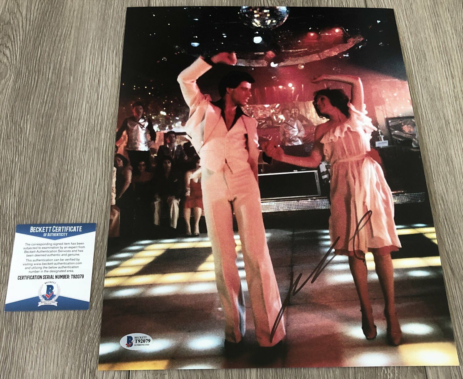 JOHN TRAVOLTA SIGNED SATURDAY NIGHT FEVER 11x14 Photo Poster painting w/PROOF & BAS BECKETT COA