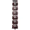 [US Local Warehouse] 6 Tier Bamboo Rotating Bookshelf on Wheels 360 Spinning Book Shelf Tower Round Revolving Bookcase Organizer Rolling Bookshelves for Small Space Corner Bedroom Office
