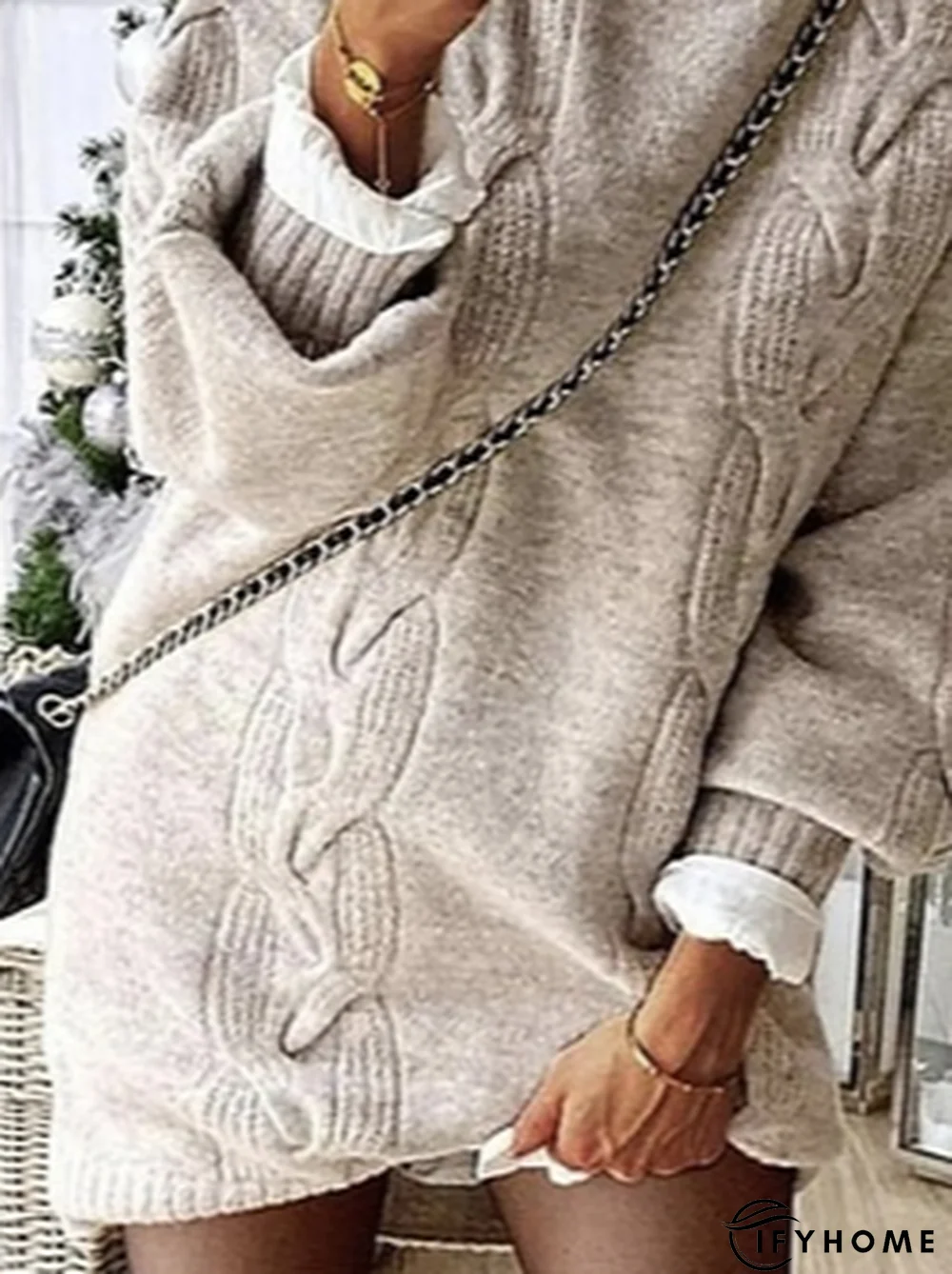 Crew Neck Yarn/Wool Yarn Sweater | IFYHOME