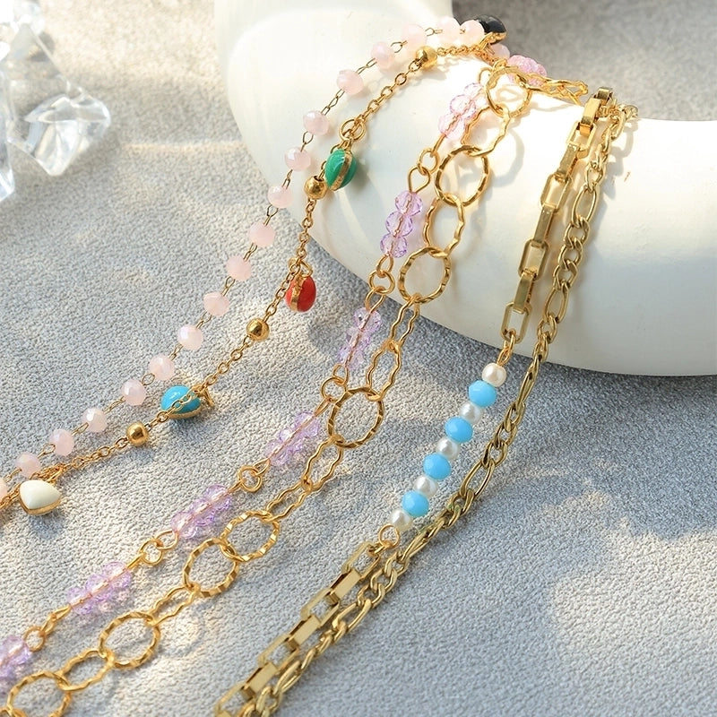 Casual Vacation Commute Geometric Round 304 Stainless Steel 14K Gold Plated Cable Chain Bracelets In Bulk