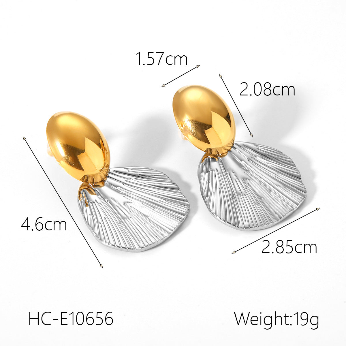Gold And Silver Color Matching Geometric Stainless Steel Earrings For Women Niche Titanium Steel Earrings