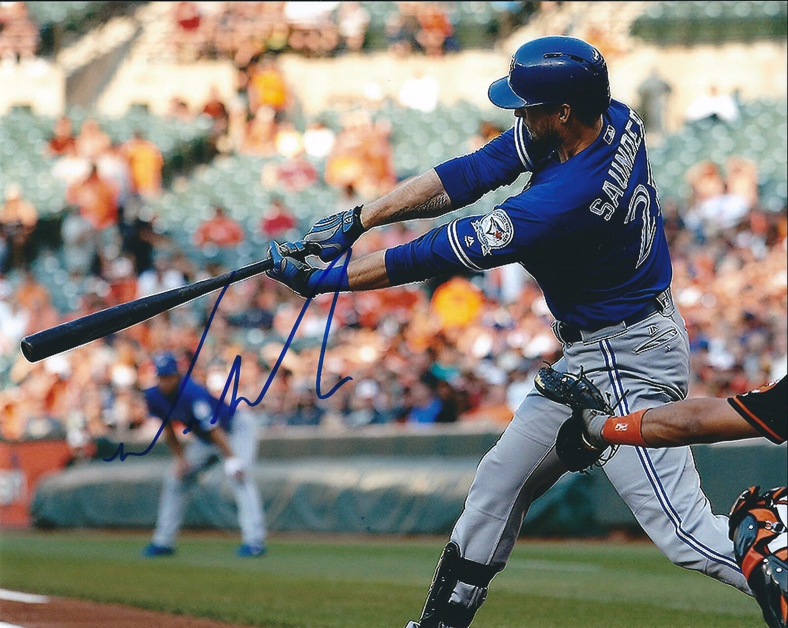 Signed 8x10 MICHAEL SAUNDERS Toronto Blue Jays Autographed Photo Poster painting - COA