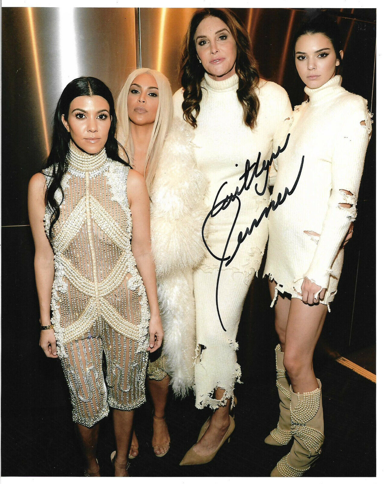 Caitlyn Jenner Signed 8x10 Photo Poster painting Autographed, Pictured w/ Kim, Kylie, Kendall