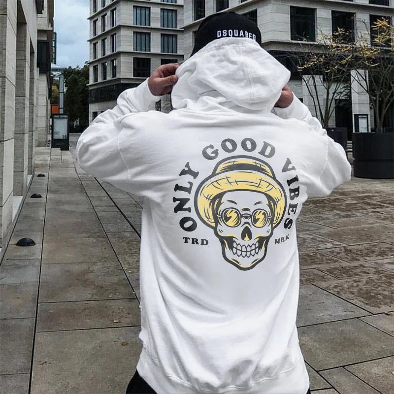 Only Good Vibes Skull Men's Hoodie -  