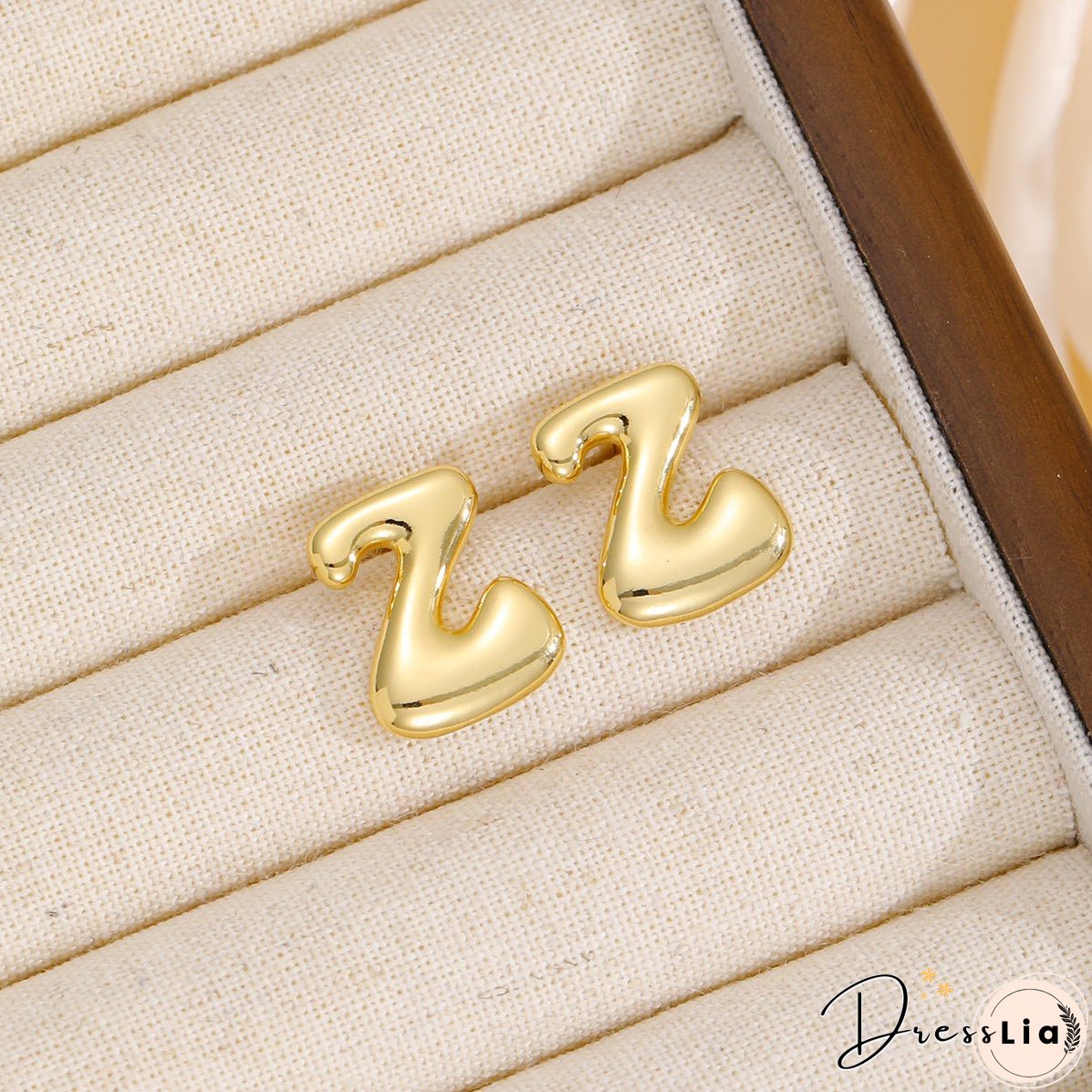 18K Gold-Plated Bubble Letter Stud Earrings