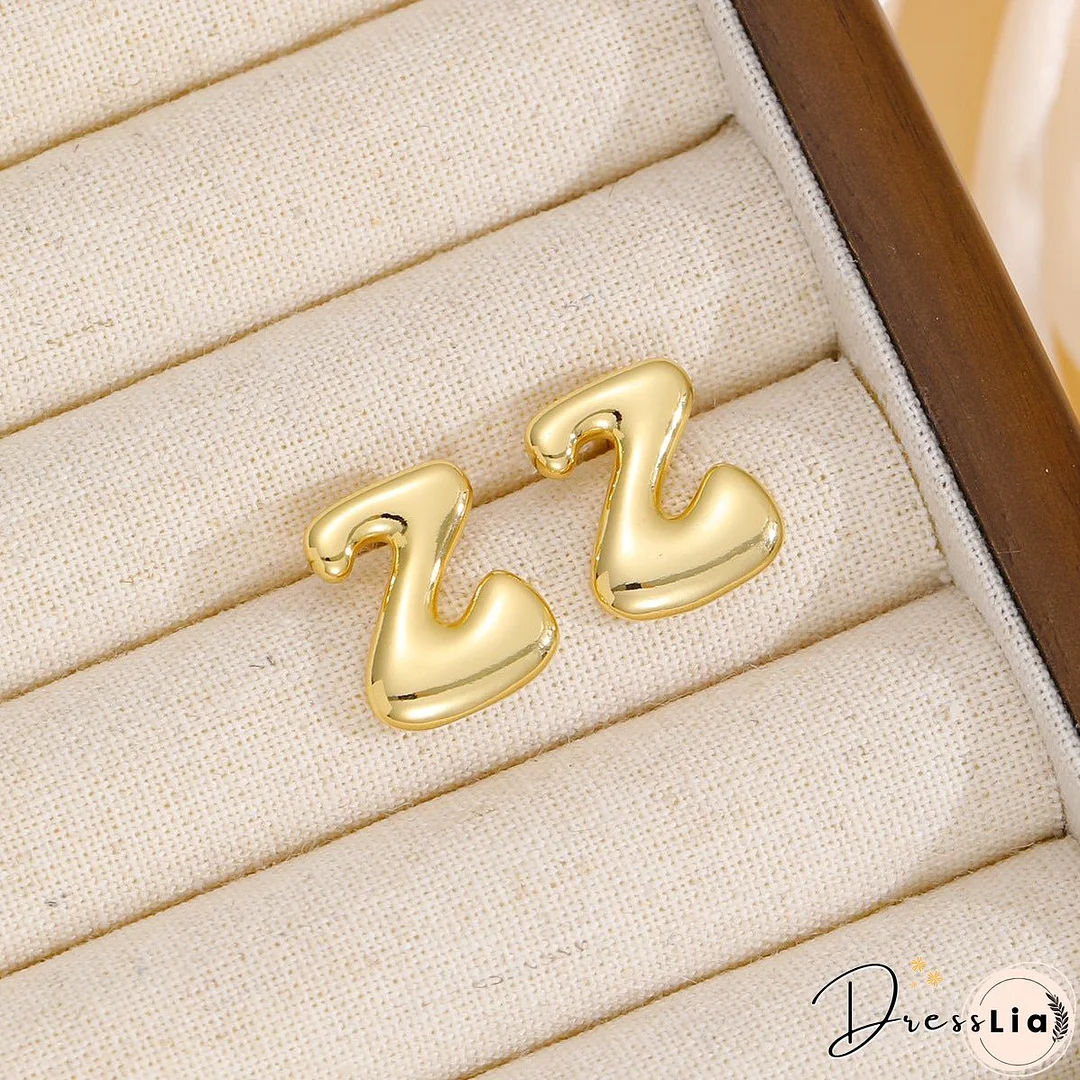 18K Gold-Plated Bubble Letter Stud Earrings