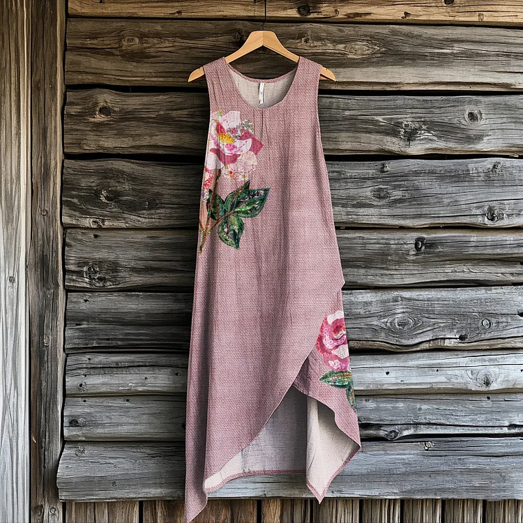 Simpfit Damen Vintage Blumen Art Unregelmäßiges Kleid