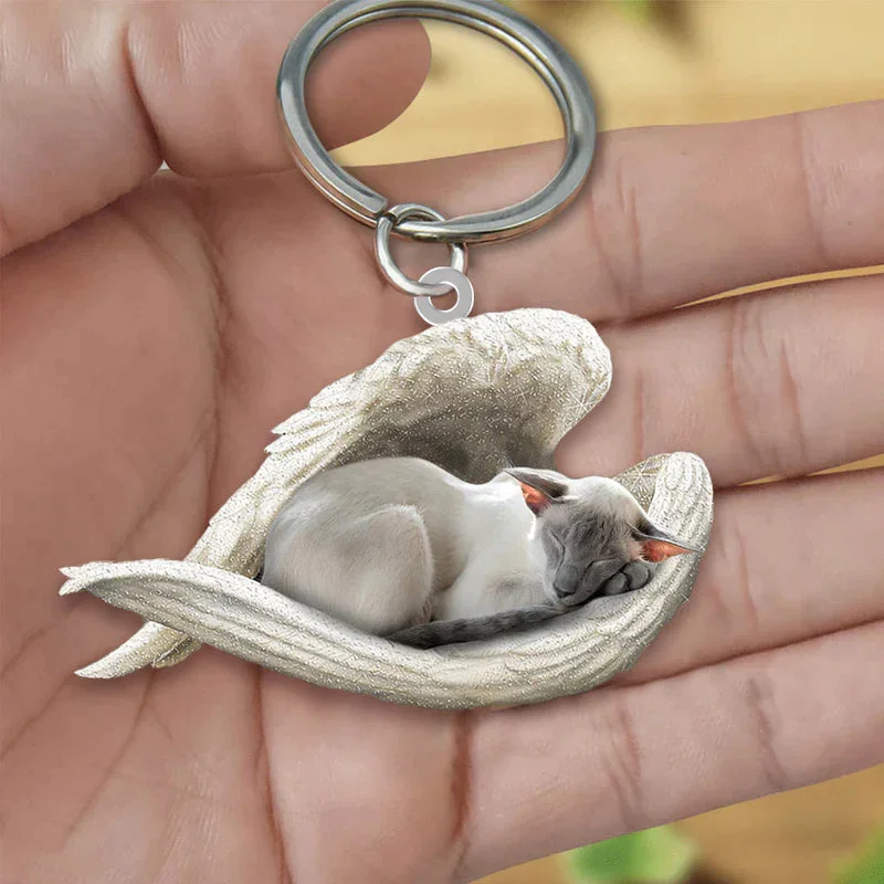 VigorDaily Sleeping Angel Acrylic Keychain Oriental Shorthair Cat