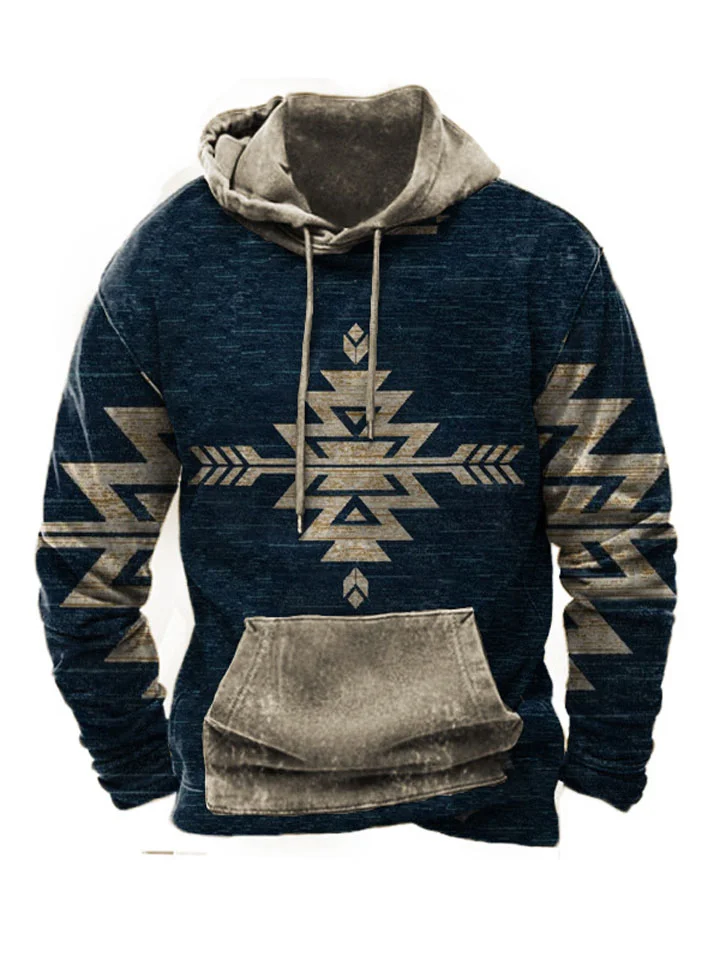 Men's Loose Fashion Print Long Sleeve Hoodie