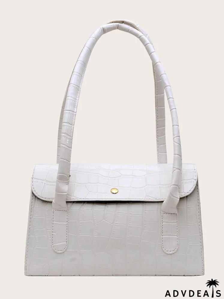 Minimalist Croc Embossed Shoulder Bag