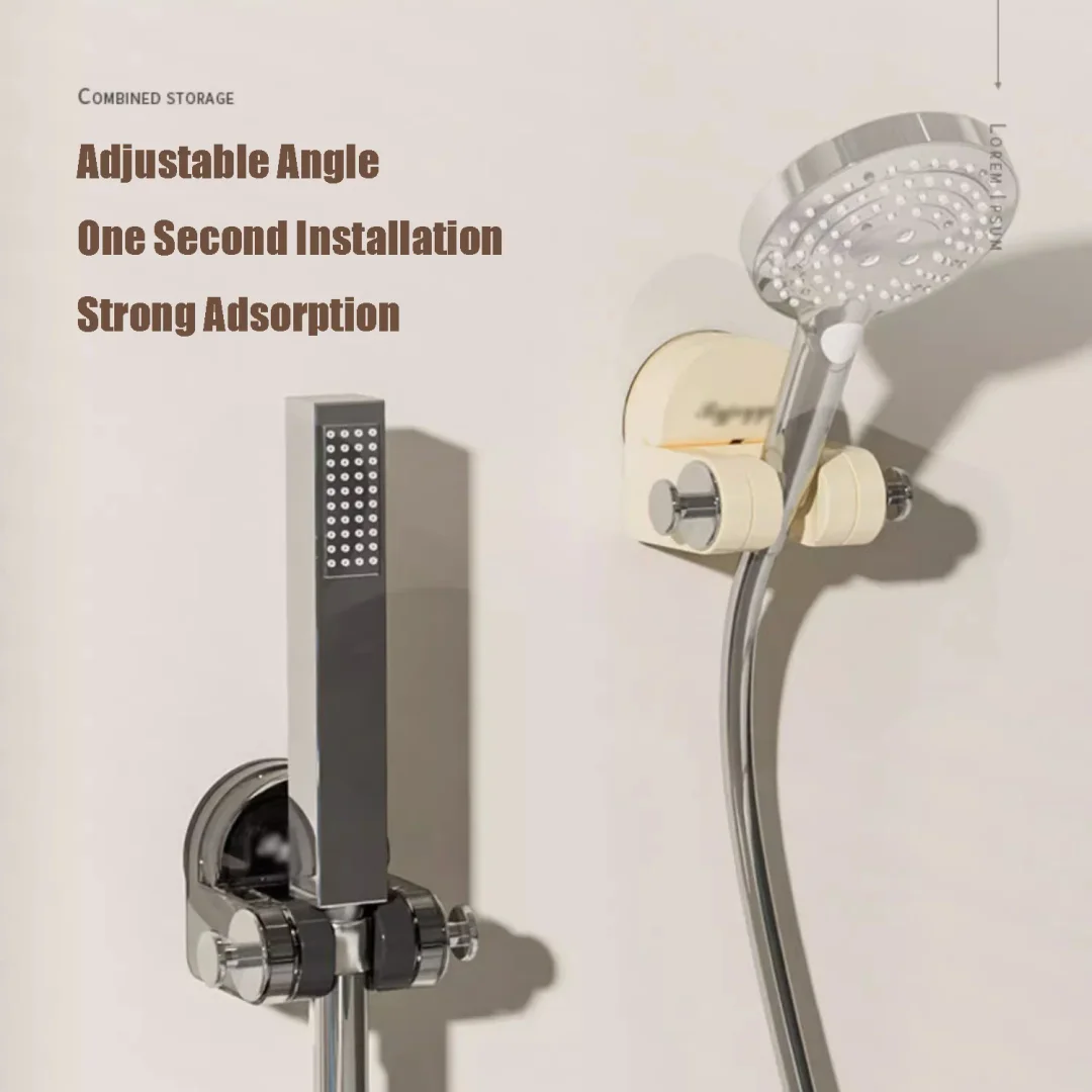 Integrated Suction Cup Shower Rack Wall Mounted Non Perforated Shower Fixture