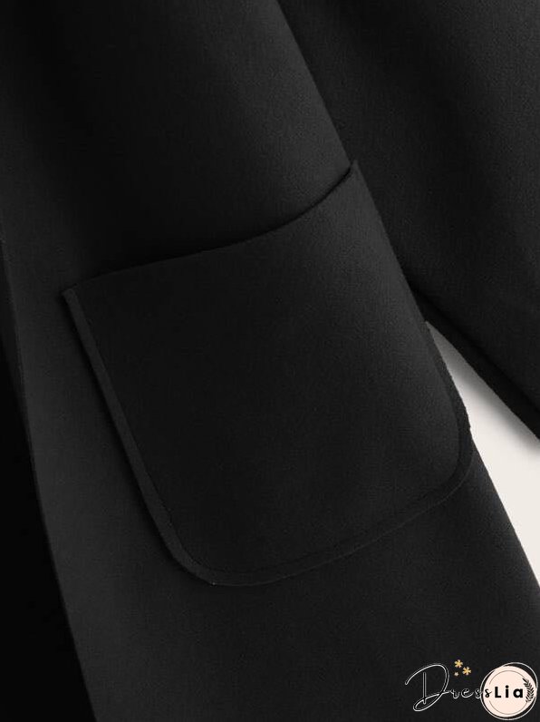 Solid Shawl Collar Dual Pocket Coat for Women