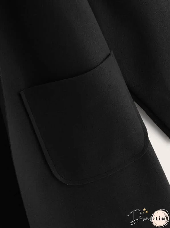 Solid Shawl Collar Dual Pocket Coat for Women