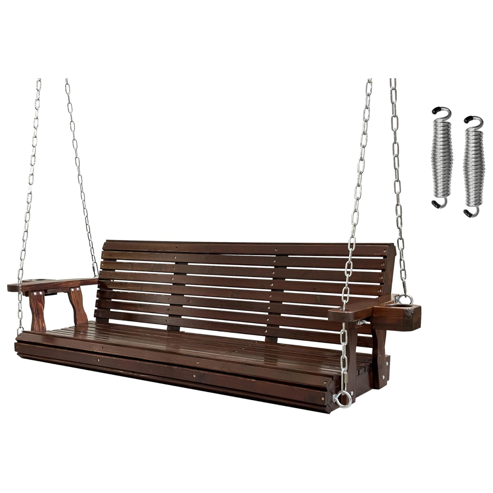 Wooden Deep Brown Porch Swing - 3-Seater Extra Large