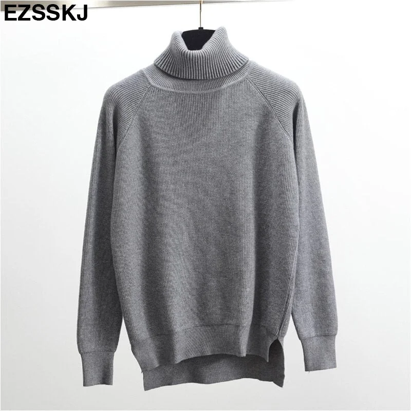 New casual thick Autumn Winter turtleneck oversize Sweater Pullover Women warm chic female loose Knitted Basic Sweaters pull