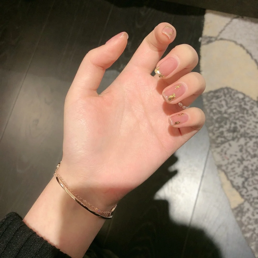 24pcs Gold Fake Nails Full cover Fake Nails Glue DIY Manicure Nail Art Tools-Nail Inspo