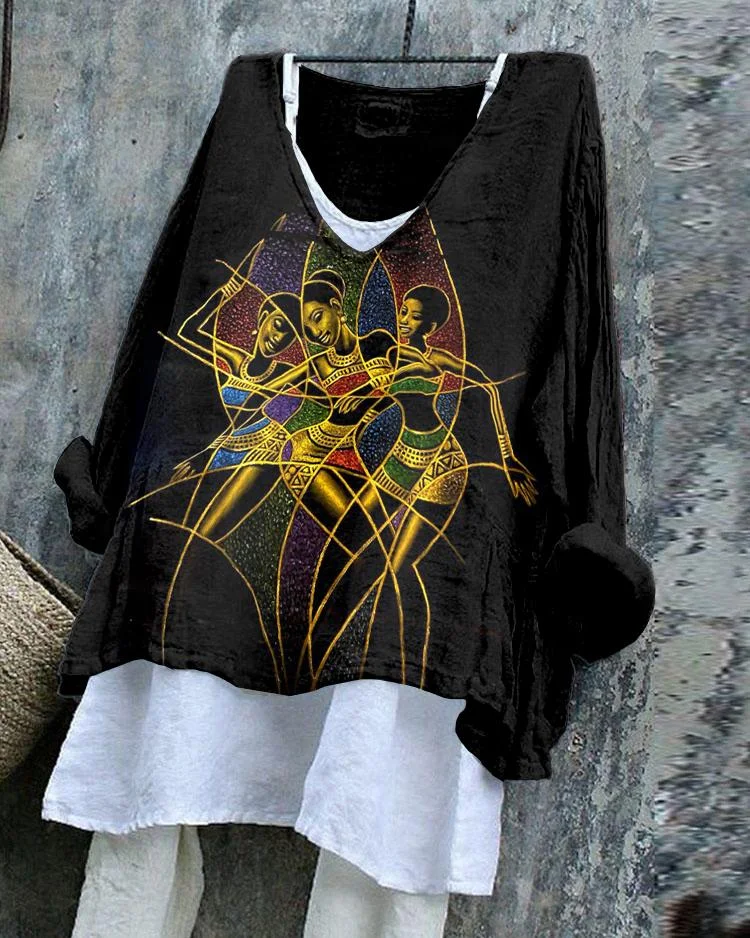Dance Women Art Linen Tunic Shirt