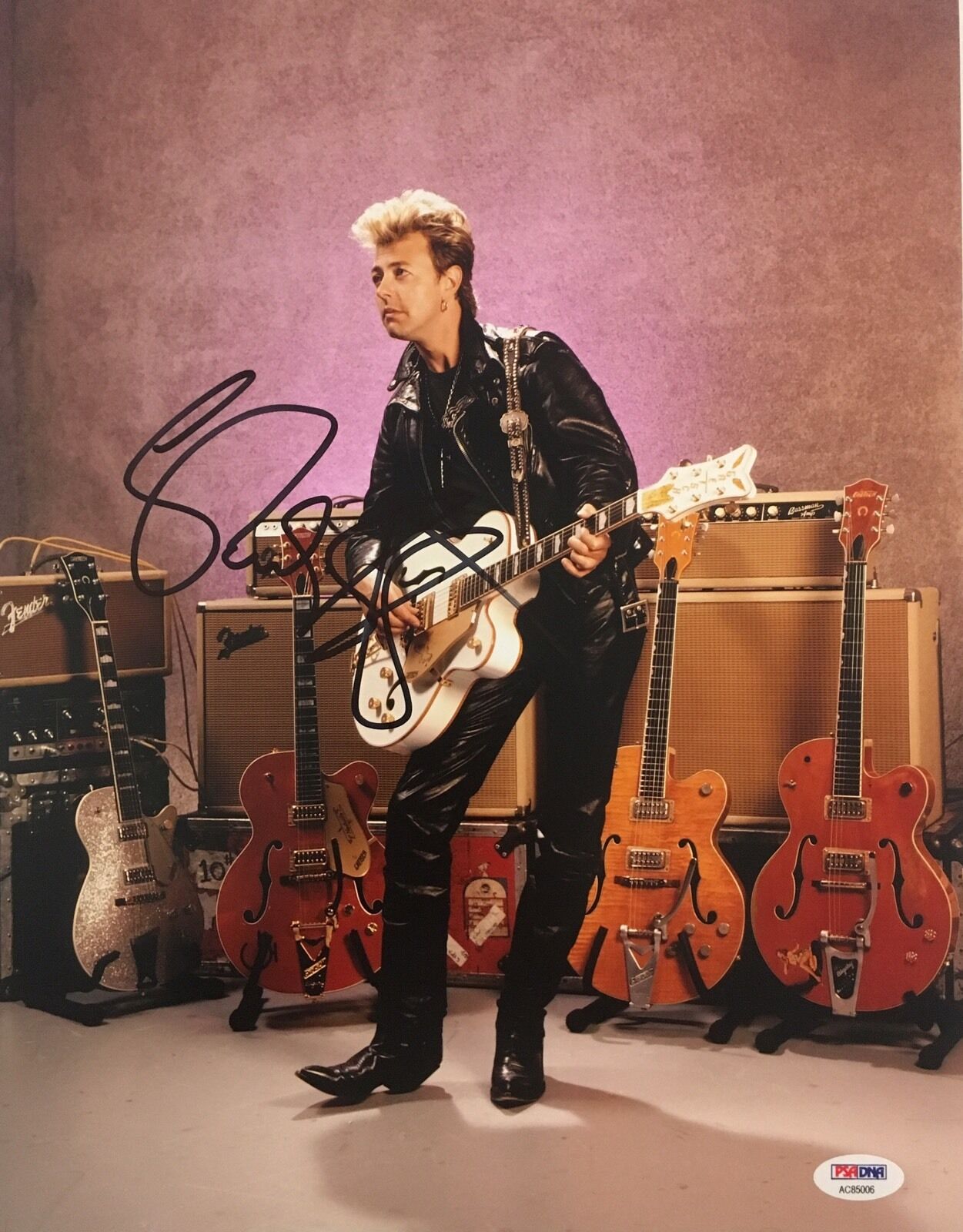 Brian Setzer Signed Autographed Stray Cats 11x14 Photo Poster painting Woodstock Psa/dna