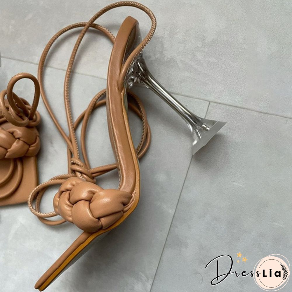 Women Fashion Gladiator Knee High-heels Sandals Summer Shoe Ladies Sexy Casual Open Toe Strappy Stiletto Heel Cutout Multi-strap Sandals Shoes