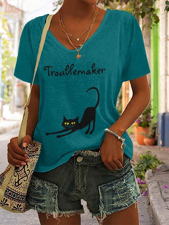 Troublemaker's Smile Print T-Shirt socialshop
