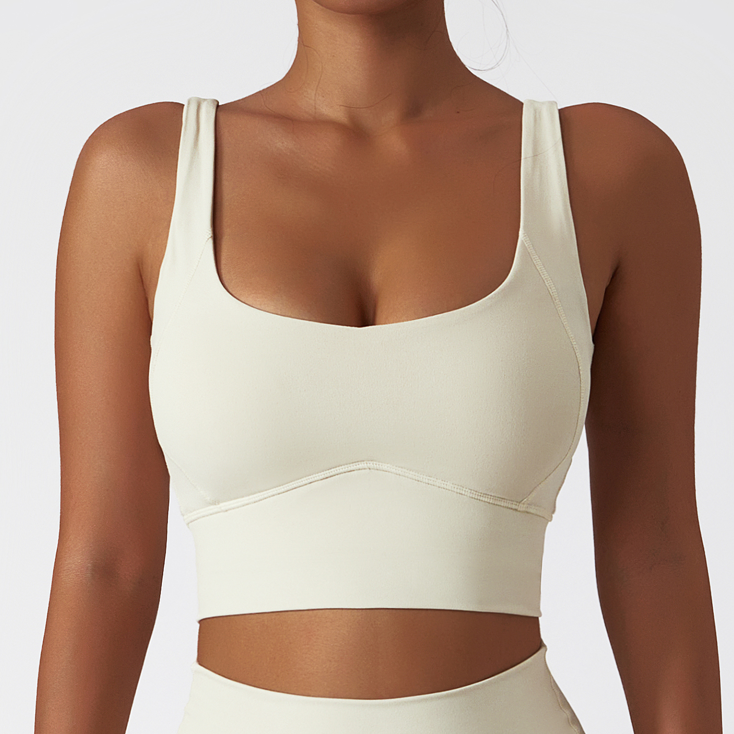 Shop Cream Apricot Cream Apricot cloud feeling high impact push up shock absorber running sports bra padded online on Hergymclothing