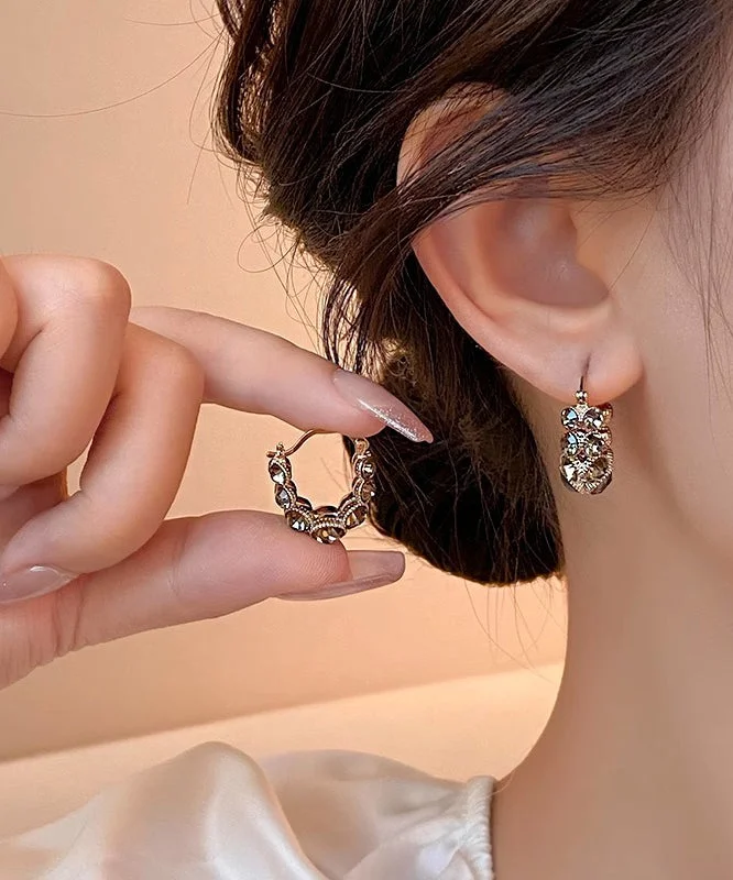 Boutique Copper Alloy Zircon Hoop Earrings