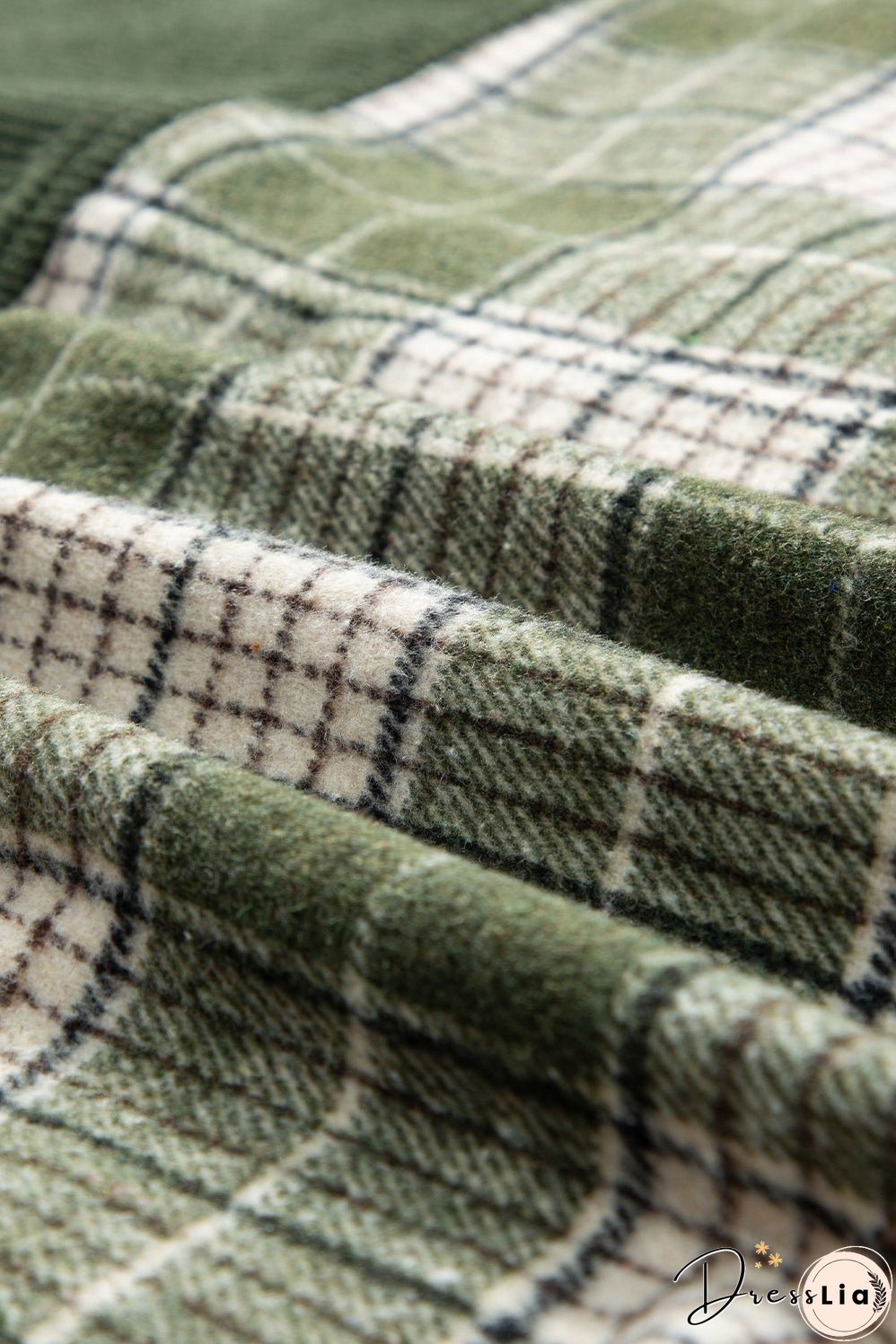 Green Plaid Corduroy Jacket with Pockets