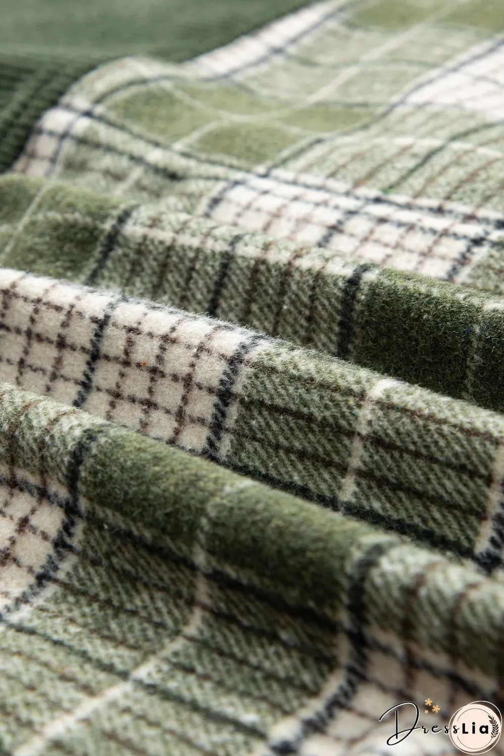 Green Plaid Corduroy Jacket with Pockets