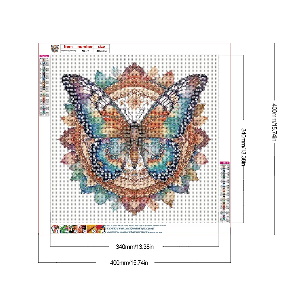 Diamond Painting - Full Round Drill - Butterfly(Canvas|40*40cm)
