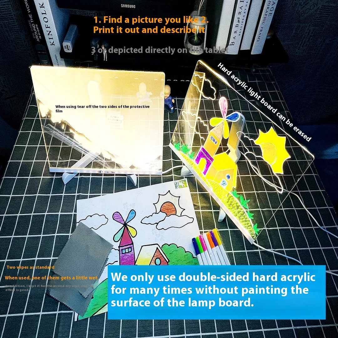 Children's Hand-painted LED Ambient Lighting Writing Board Set