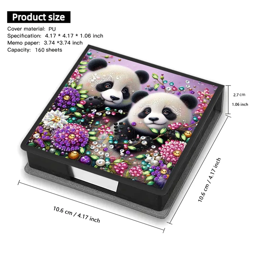 PU 5D Diamond Painting Kit Note Box DIY Diamond Art Notepad Box (Panda)