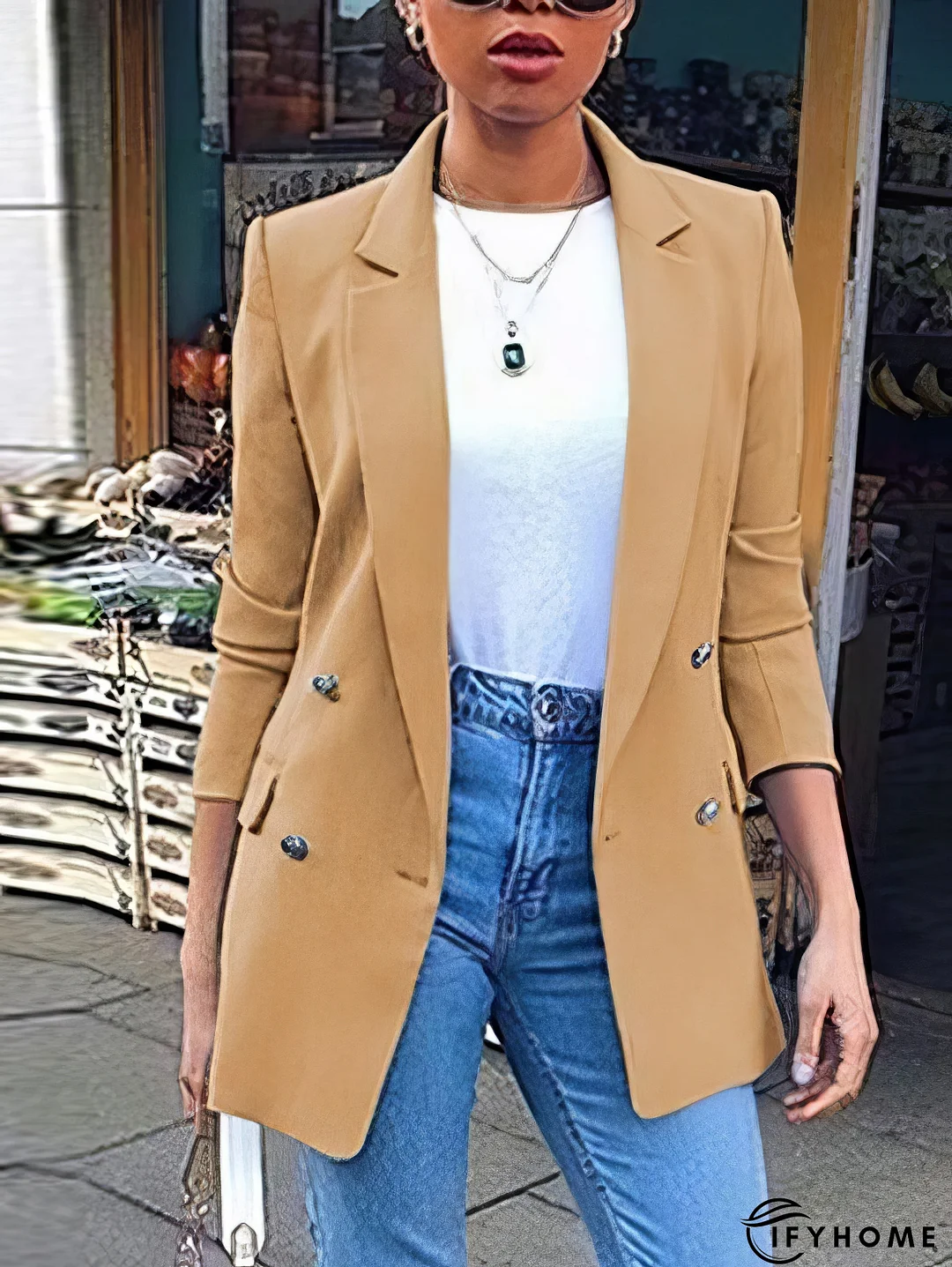 Solid Lapel Button Long Sleeve Blazers | IFYHOME