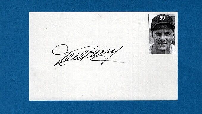 1948 NEIL BERRY-DETROIT TIGERS AUTOGRAPHED 3X5 CARD W/Photo Poster painting-(d.2016)