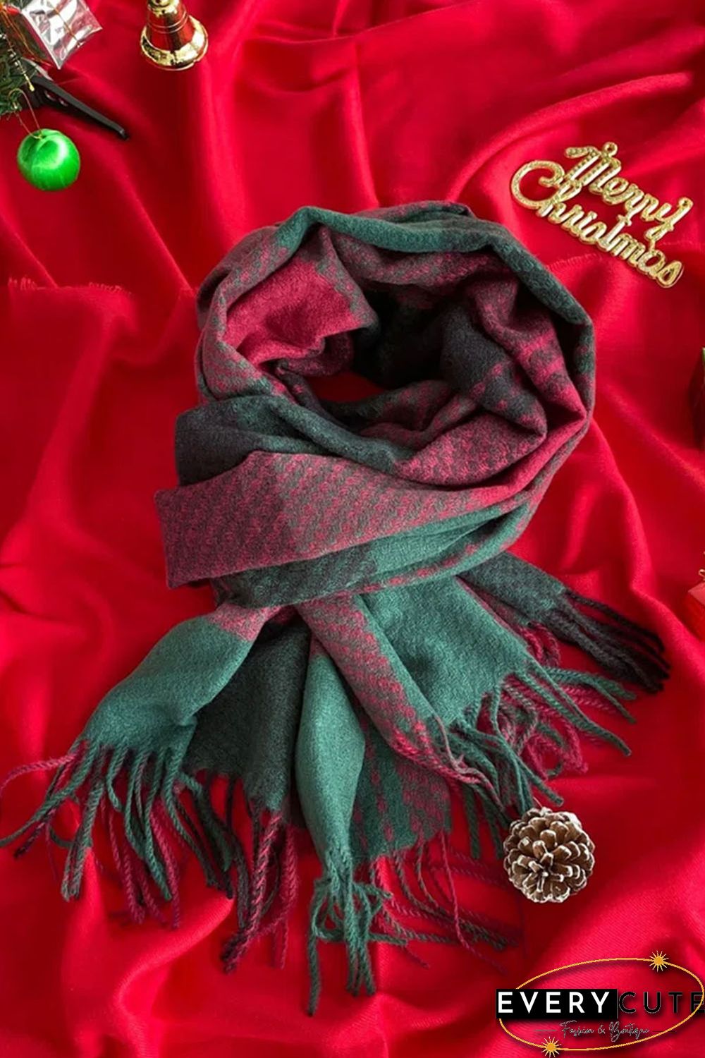 Red Green Plaid Christmas Fashion Scarf