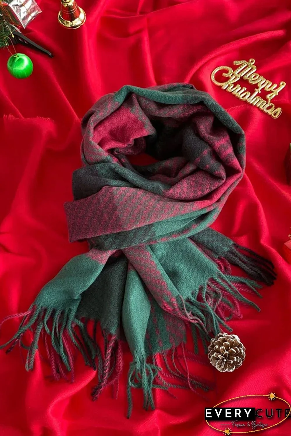Red Green Plaid Christmas Fashion Scarf
