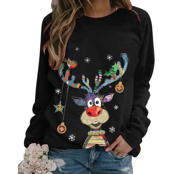 Womens' Christmas Novelty Jumpers Xmas Sweater Tops Long Sleeve Crewneck Casual Pullover - Shop Trendy Women's Fashion | TeeYours