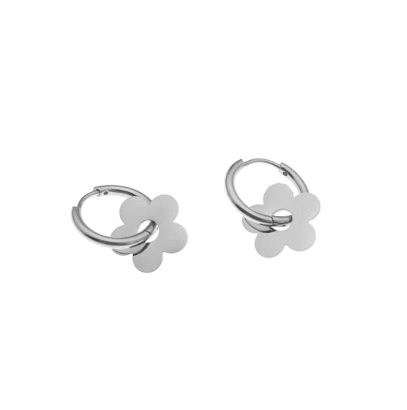 1 Pair Sweet Letter Heart Shape Flower Plating Titanium Steel Ear Studs