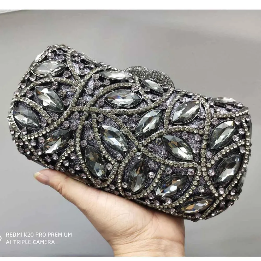 Luxury Fashion emerald Crystal Evening Bags for Big Stone purple diamante Clutch Bags Party Wedding Bridal Purse Handbags SM15