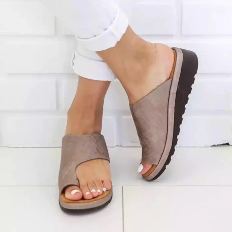 Qengg New Women Sandals All-match Fashion Comfy Platform Flat Shoes Soft Sole Casual Orthopedic Bunion Corrector Slippers Zapatos Nina