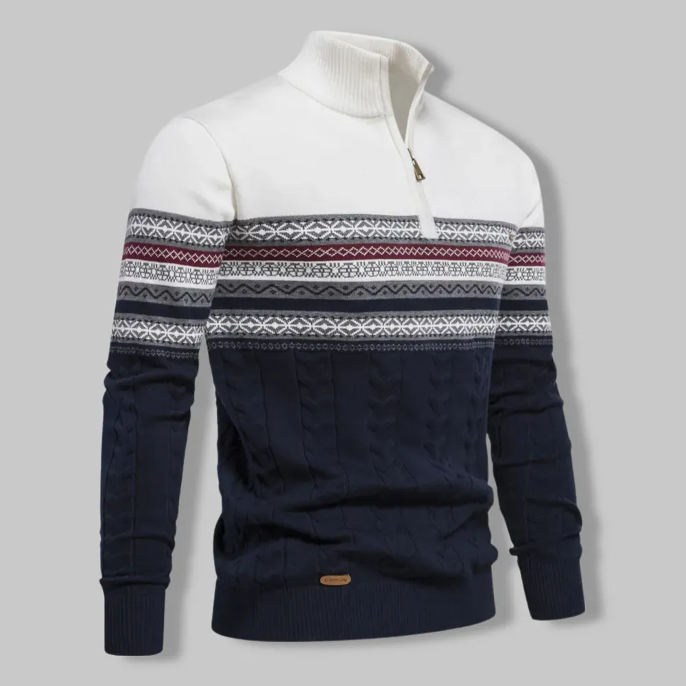 Men's Everest Cable Knit Quarter Zip Jumper &ndash; Alpine Warmth &ndash; White