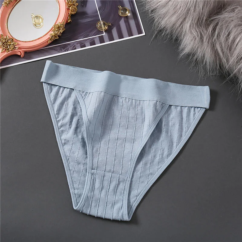 FINETOO Women Cotton Panties Comfortable Wide Waist Briefs Sexy Women Underwear M-XL Soft Striped Underpants Female Lingerie New